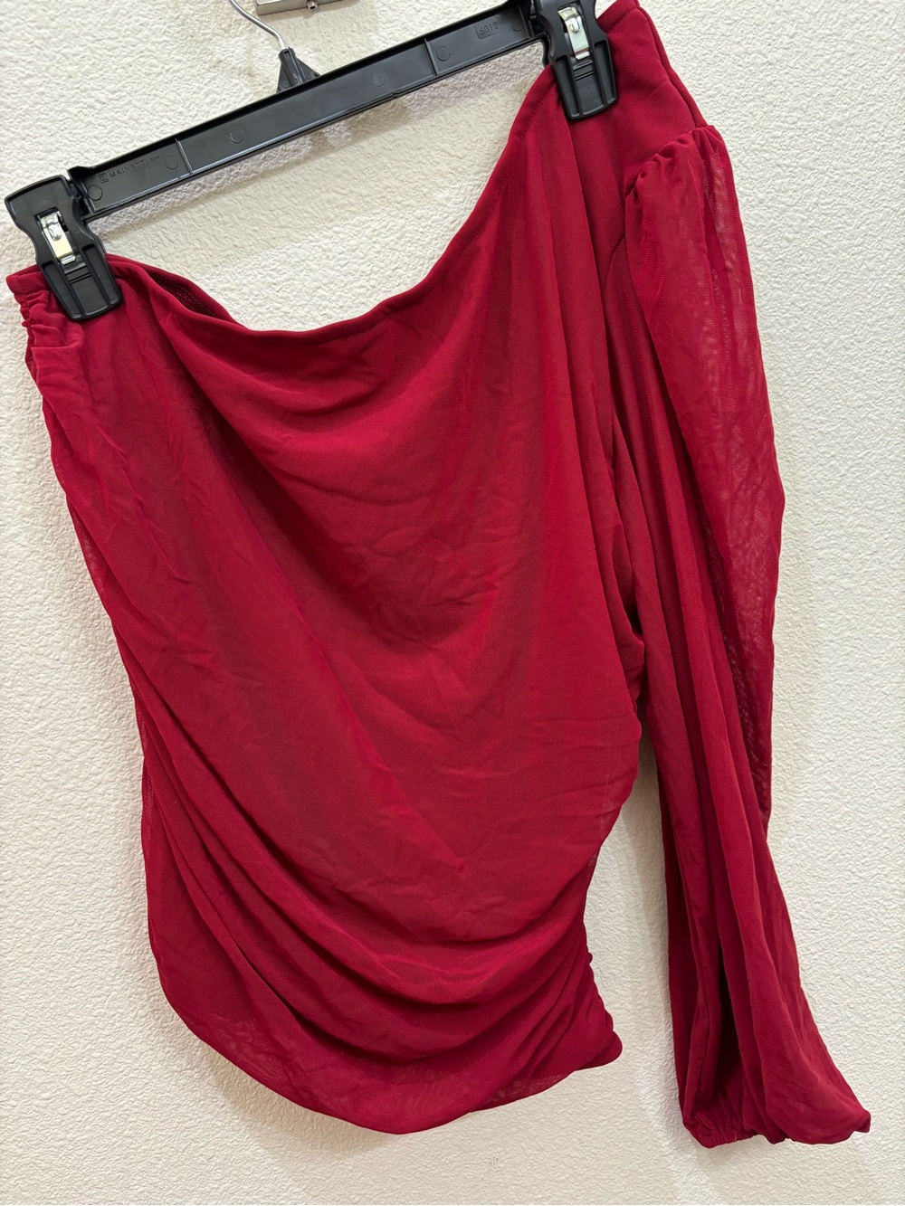 Women’s Draped Red One Shoulder Shirt